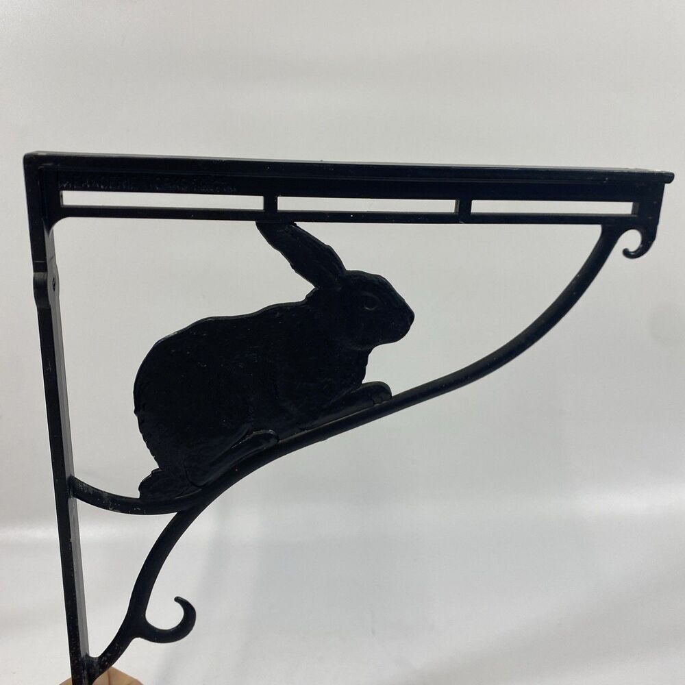 Bunny Rabbit Cast Iron Hanging Plant Wall Garden Bracket Menagerie Works 13” - Picture 4 of 9